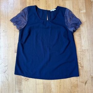 41 Hawthorn Blue Ruffled Boxy Blouse
